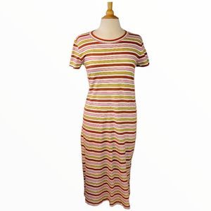 J.Crew Vibrant Multi colored Striped Slit Dress